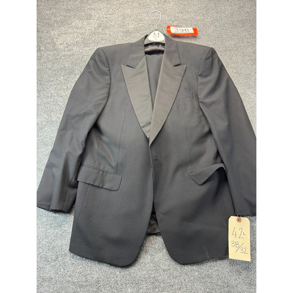 Cerruti 1881 Couture Men's 1-Button Tuxedo - 42L Jacket / 38x32 Pleated Pants Bl